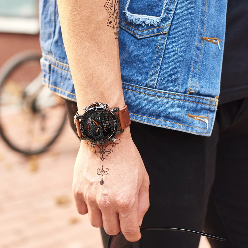Роскошные мужские часы бренда NAVIFORCE Модные спортивные часы мужские водонепроницаемые кварцевые часы с датой Мужские кожаные армейские военные наручные часы