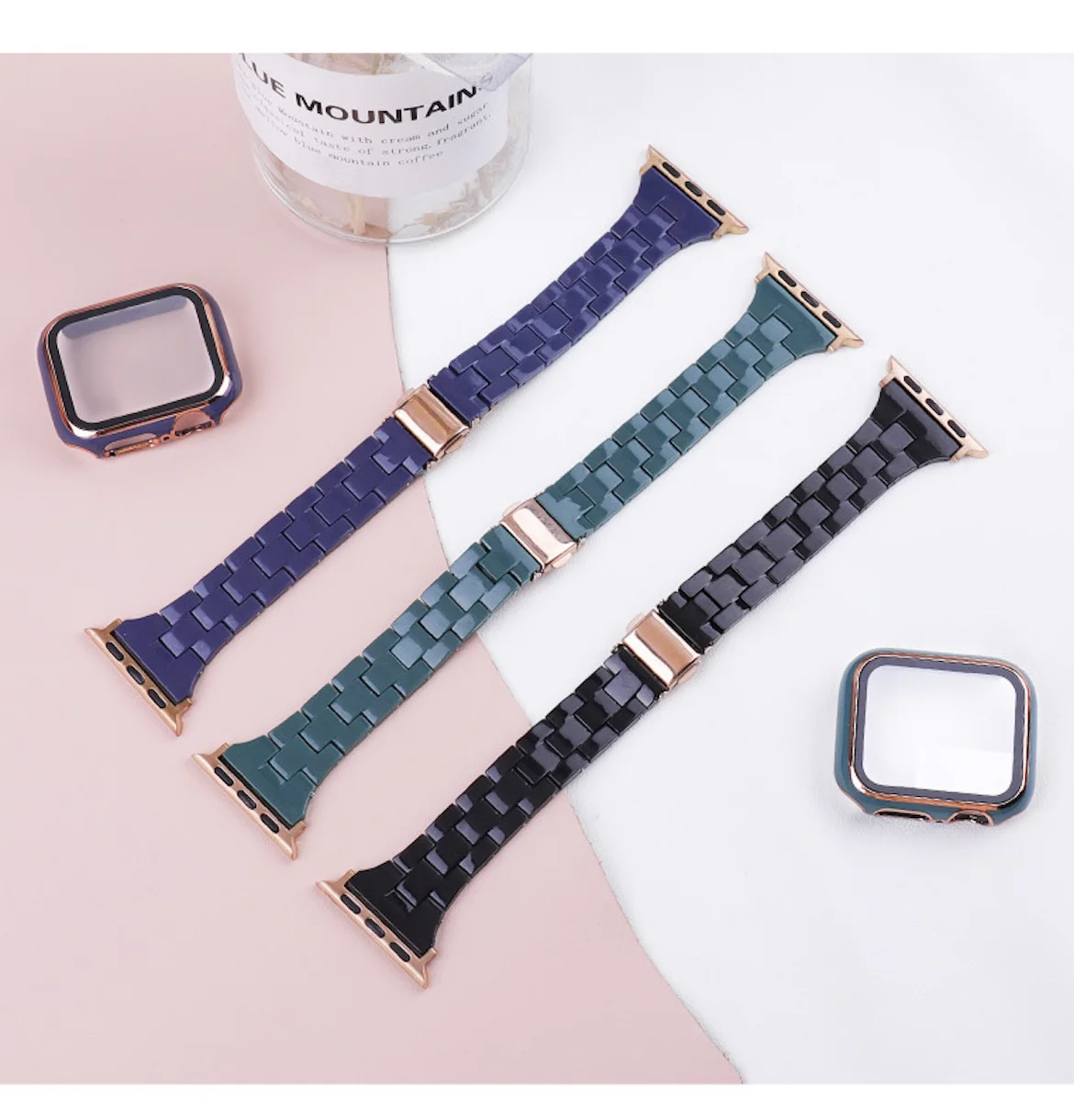 Применимо к женскому ремешку Apple watch, модному индивидуальному однотонному трендовому женскому ремешку для часов с узкой талией из ПК