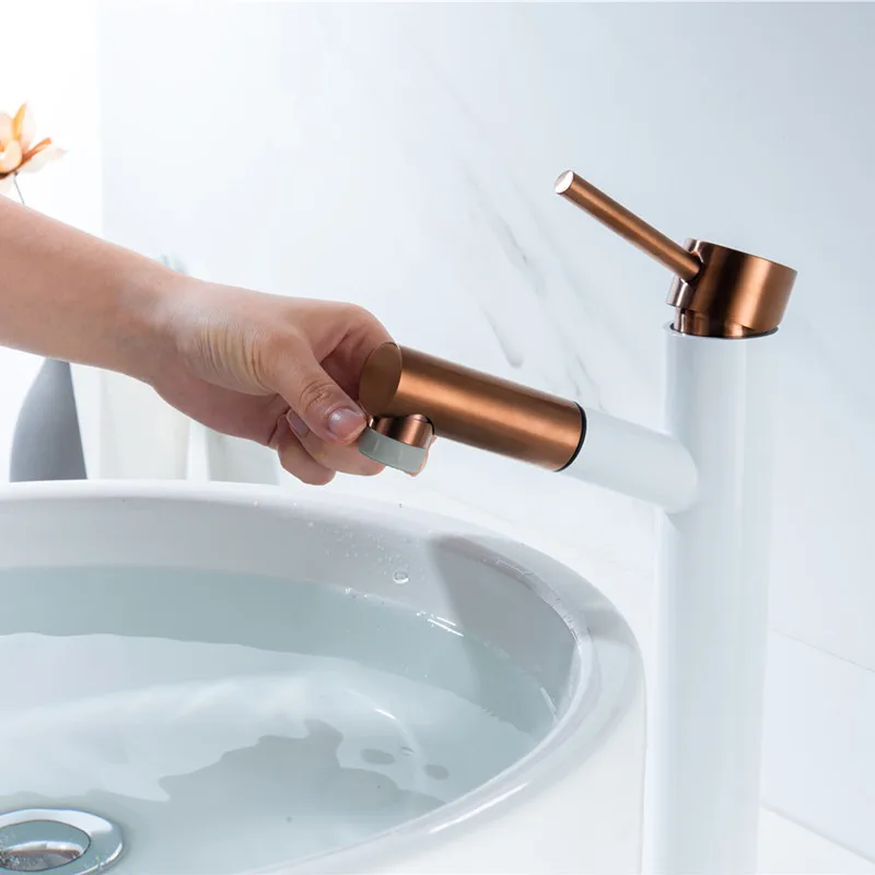 Сенсорный кран для ванной комнаты Белое Розовое Золото Выдвижные смесители для раковины в ванной С сенсорным управлением Смеситель для раковины Smart Touch Смесители для бассейна