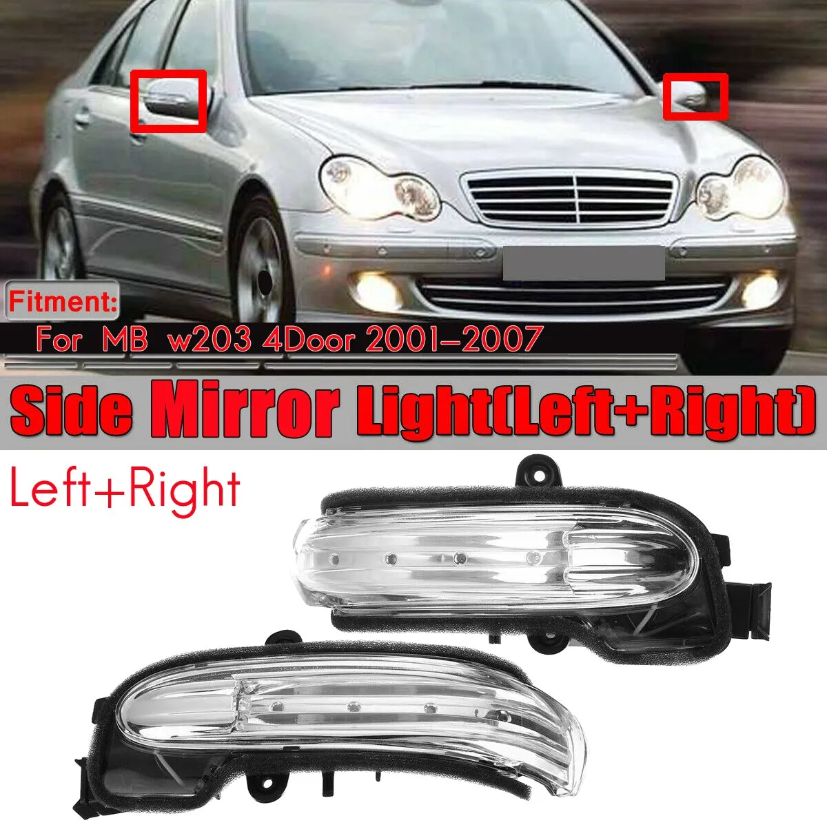 Пара Контрольных Ламп Указателя поворота Зеркала заднего Вида для Mercedes-Benz W203 C-Class C280 C320 C350 Слева и справа 01-07
