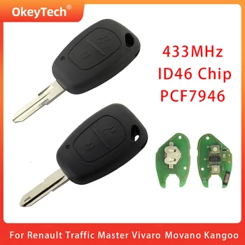 OkeyTech 2 Кнопки 433 МГц ID46 Чип Для Renault Traffic Master Vivaro Movano Kangoo Дистанционный Брелок Transmister NE73 VAC102 Blade