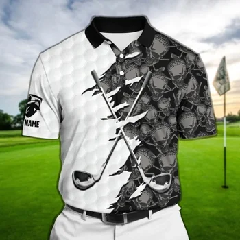 PLstar Cosmos Персонализированное имя Крутая Мужская рубашка поло с 3D принтом черепа для гольфа, Летняя повседневная рубашка с коротким рукавом PPO-10