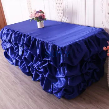 SK002B много цветов, сшитая на заказ новая свадебная юбка для стола из атласа королевского синего цвета