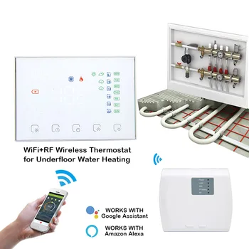 Tuya умный дом WiFi RF программирующий термостат водяной / электрический / газовый котел, выключатель подогрева пола AE02HIS-024