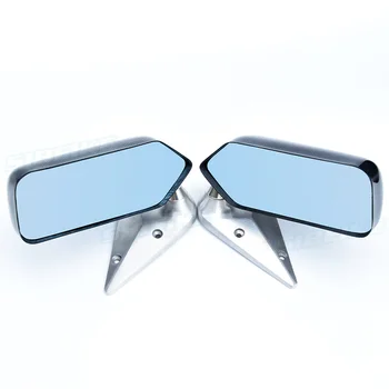 автомобильное зеркало заднего вида из настоящего углеродного волокна 2шт Craft Square в стиле F1 с синей зеркальной поверхностью, алюминиевый кронштейн Зеркала заднего вида