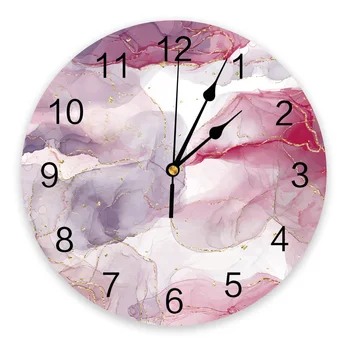 Акварельно-розовые Мраморные часы Настенный декор для дома Современная кухня Спальня Декор для гостиной Настенные часы