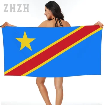 Банное полотенце Флаг Демократической Республики Конго Эмблема Быстросохнущая Микрофибра, Впитывающая Мягкую Воду, Дышащая Пляжная одежда для плавания Ванная комната