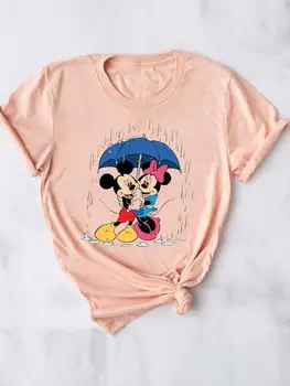 Дисней, рубашка с коротким рукавом, одежда с Микки Маусом, женский топ, милые футболки с рисунком из мультфильмов, летняя футболка