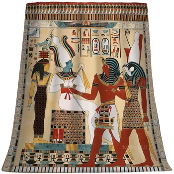 Древнеегипетский Египет Богиня Фараон Иероглифы Гробница Псаммутиса Историческое Мягкое Уютное Фланелевое Одеяло
