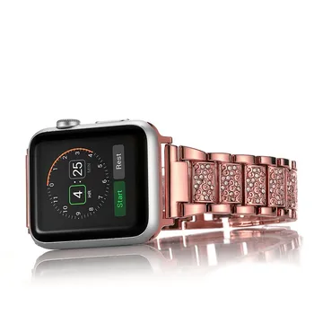 Женский ремешок для Apple Watch band 44 мм 40 мм iWatch 38 мм 42 мм Блестящий браслет из нержавеющей Стали ремешок для Apple watch series 7 6 ремешок для часов