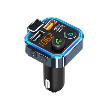 Звук автомобильного FM-передатчика, быстрое USB-зарядное устройство, автомобильный адаптер, поддержка беспроводного вызова со светодиодной подсветкой 42 Вт PD + QC3.0