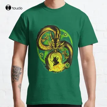 Классическая футболка Attack Of Shenron Green, футболка на заказ, футболка с цифровой печатью для подростков, унисекс, Модная Забавная новинка