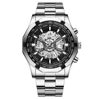 Креативные спортивные круглые кварцевые часы с водонепроницаемым ремешком из нержавеющей стали, модные часы, кварцевые наручные часы для мужчин