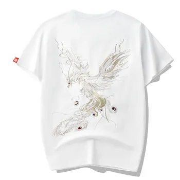 Модная футболка с вышивкой, мужская хип-хоп футболка, китайские футболки Harajuku с коротким рукавом, панк-крутая уличная одежда, свободные хлопковые летние топы