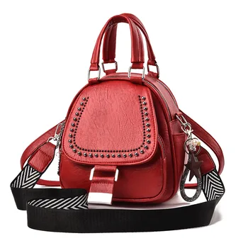 Модный женский рюкзак из мягкой кожи, Роскошный Дизайнерский Легкий рюкзак для девочек-подростков, Брендовый рюкзак с заклепками, школьная сумка для девочек