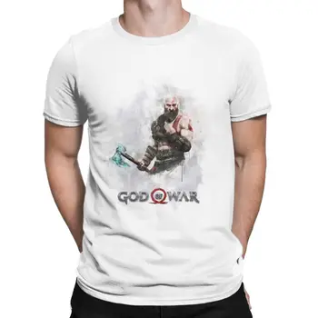 Мужская футболка с акварелью Kratos God Of War, винтажные футболки с коротким рукавом и круглым вырезом, топы из 100% хлопка с принтом