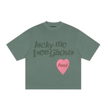 Новые 2023 Мужские футболки CPFM.XYZ Lucky Me I See Ghosts, футболка в стиле Хип-хоп, Скейтборд, Уличные Хлопковые футболки, Топ, Размер США # 126