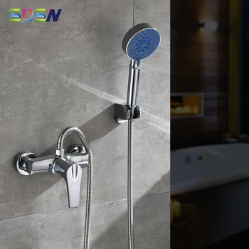Простой набор для душа SDSN Полированная Хромированная Душевая система для ванной комнаты Качественный Медный смеситель для душа с горячей и холодной водой Смесители для ванной комнаты