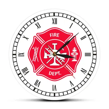Старинные часы Firefighter с Мальтийским крестом, значок пожарной службы, логотип, настенные часы с римскими цифрами, подарки для пожарных