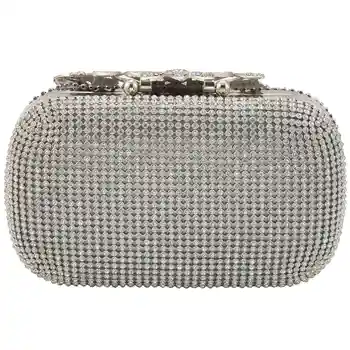 Уникальная застежка, серебряная сумка с кристаллами и бриллиантами, клатч, кошелек для вечеринки, выпускного вечера для новобрачных
