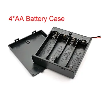 Черный пластиковый кейс для хранения аккумуляторной батареи размера 4 АА, коробка, держатель проводов с 4 слотами, кейс для хранения аккумуляторной батареи размера АА, коробка