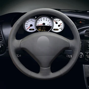 Чехол на руль автомобиля из черной искусственной кожи для Peugeot 307 2001-2008 307 SW 2005-2008 2002 2003 2004 2007