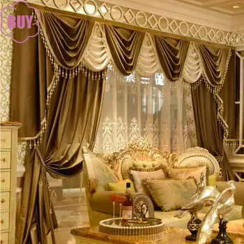 Шторы в европейском стиле для гостиной, столовой, спальни, роскошные однотонные голландские бархатные шторы, балдахин для французского окна, Белый тюль
